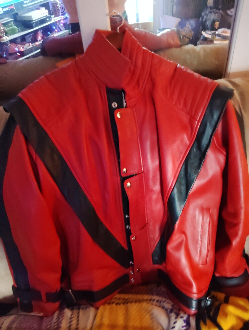 Red and Black Leather Michael Jackson Thriller Jacket - Men’s Stylish Coat